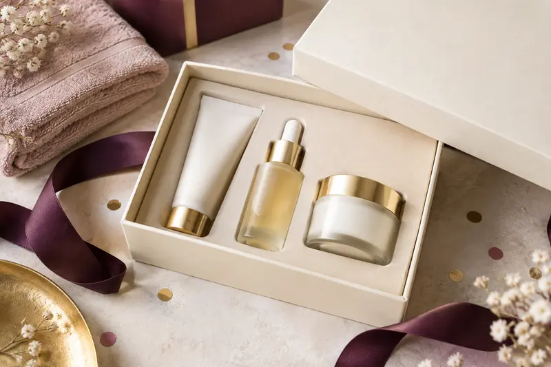 Coffret de soins du visage avec crème, sérum et nettoyant assortis